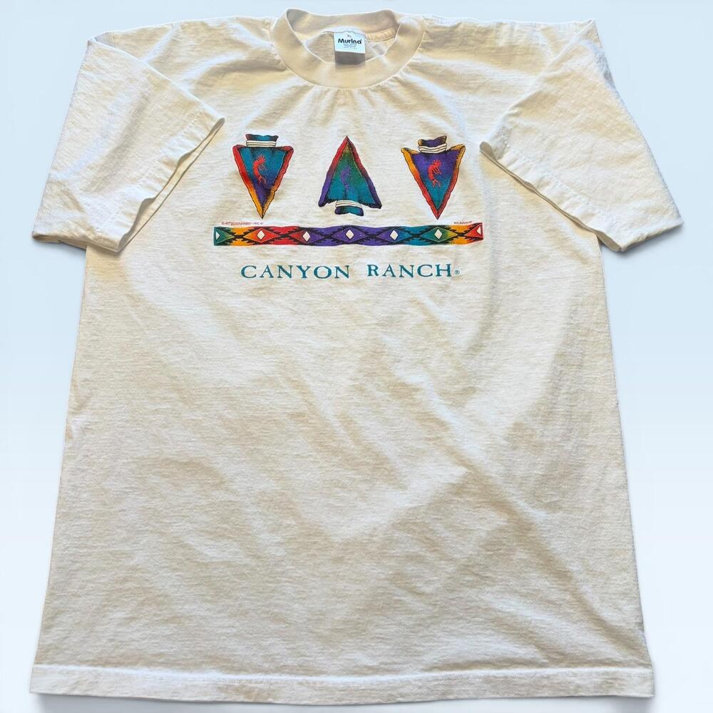 Vintage Canyon Ranch Shirt Mens XL White Arrowhead Murina Tee T-Shirt USA